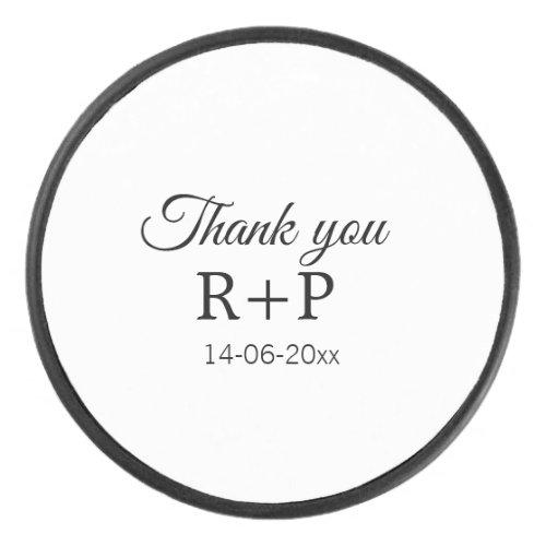 Thank you add couple name initial letter text date hockey puck