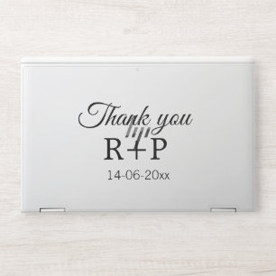 Thank you add couple name initial letter text date HP laptop skin