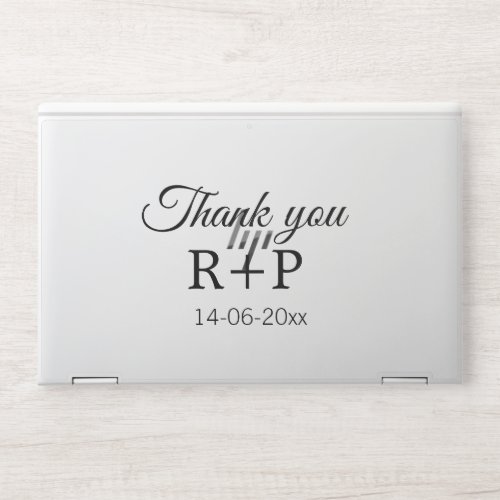 Thank you add couple name initial letter text date HP laptop skin