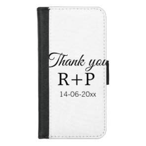 Thank you add couple name initial letter text date iPhone 8/7 wallet case