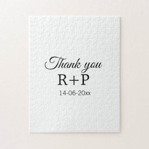 Thank you add couple name initial letter text date jigsaw puzzle