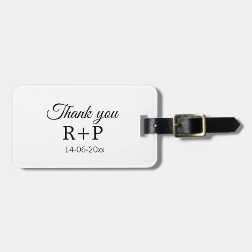 Thank you add couple name initial letter text date luggage tag
