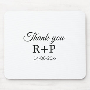 Thank you add couple name initial letter text date mouse pad