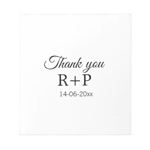 Thank you add couple name initial letter text date notepad
