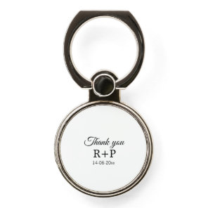 Thank you add couple name initial letter text date phone ring stand