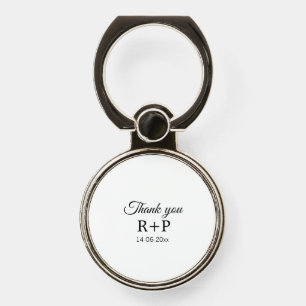 Thank you add couple name initial letter text date phone ring stand