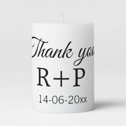Thank you add couple name initial letter text date pillar candle