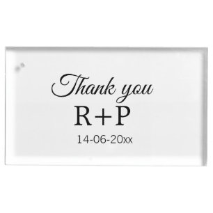 Thank you add couple name initial letter text date place card holder