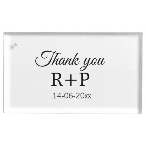 Thank you add couple name initial letter text date place card holder