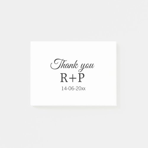 Thank you add couple name initial letter text date post_it notes