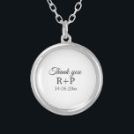 Thank you add couple name initial letter text date silver plated necklace<br><div class="desc">For lovers like us</div>