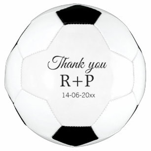 Thank you add couple name initial letter text date soccer ball