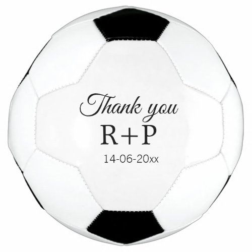 Thank you add couple name initial letter text date soccer ball