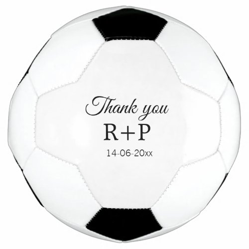 Thank you add couple name initial letter text date soccer ball
