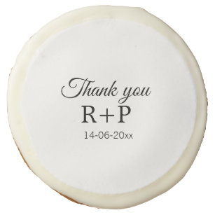 Thank you add couple name initial letter text date sugar cookie
