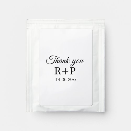 Thank you add couple name initial letter text date tea bag drink mix