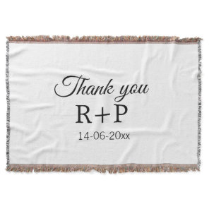 Thank you add couple name initial letter text date throw blanket
