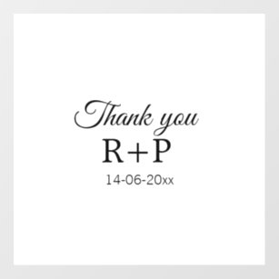 Thank you add couple name initial letter text date wall decal 
