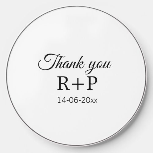 Thank you add couple name initial letter text date wireless charger 