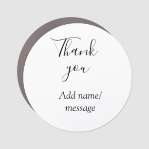 Thank you add name message simple stylish calligra car magnet