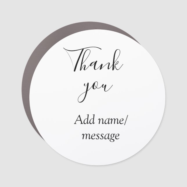 Thank you add name message simple stylish calligra car magnet (Front)