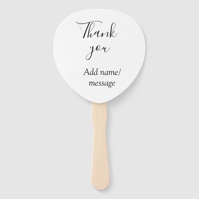 Thank you add name message simple stylish calligra hand fan (Front)