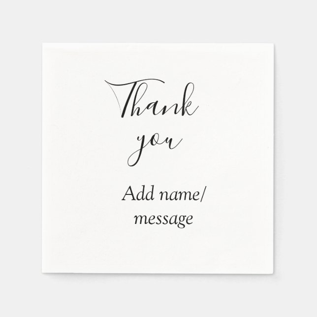 Thank you add name message simple stylish calligra napkins (Front)