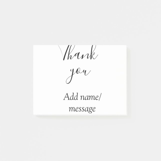 Thank you add name message simple stylish calligra post-it notes (Front)