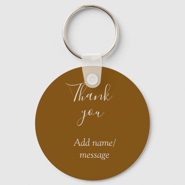Thank you add name message simple stylish golden s keychain (Front)