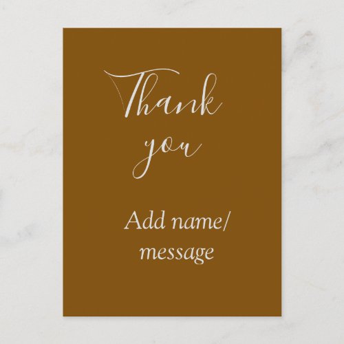 Thank you add name message simple stylish golden s postcard