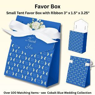 Thank You, & Add Your Names Cobalt Blue & White Favor Boxes