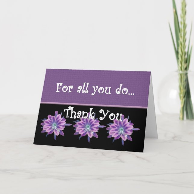 THANK YOU Admin Professionals Day PURPLE FLOWERS Card (Front)
