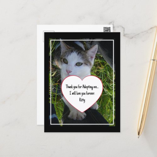 Thank you adopting mewill love you forever Cat Postcard