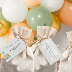 Thank You Adventure World Map Baby Shower Gift Tags