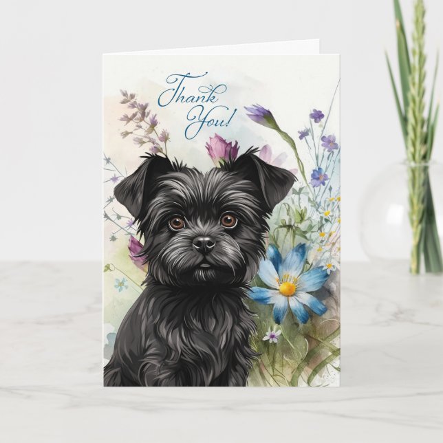 Thank You Affenpinscher Dog Wildflower Garden Blan (Front)