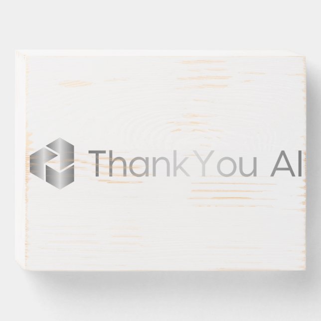 "Thank You AI" Minimalist Wooden Wall Art Wooden Box Sign (Front Horizontal)