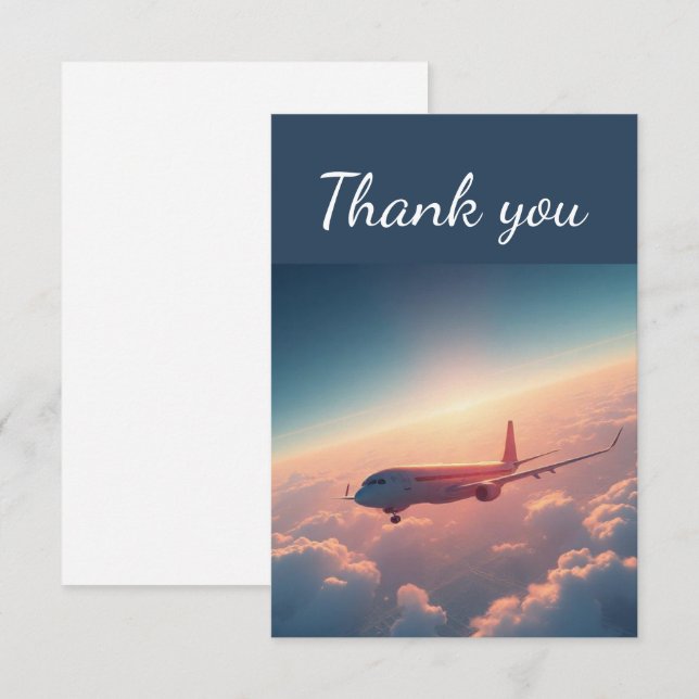 Thank You Airplane Sky Clouds Pilot Plane Card (Front/Back)