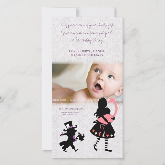 Thank You Alice in Wonderland Baby Photo Card (Front)