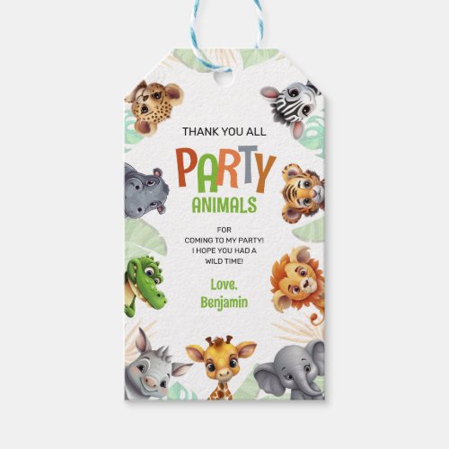 Thank You All Party Animals Cute Safari Birthday Gift Tags