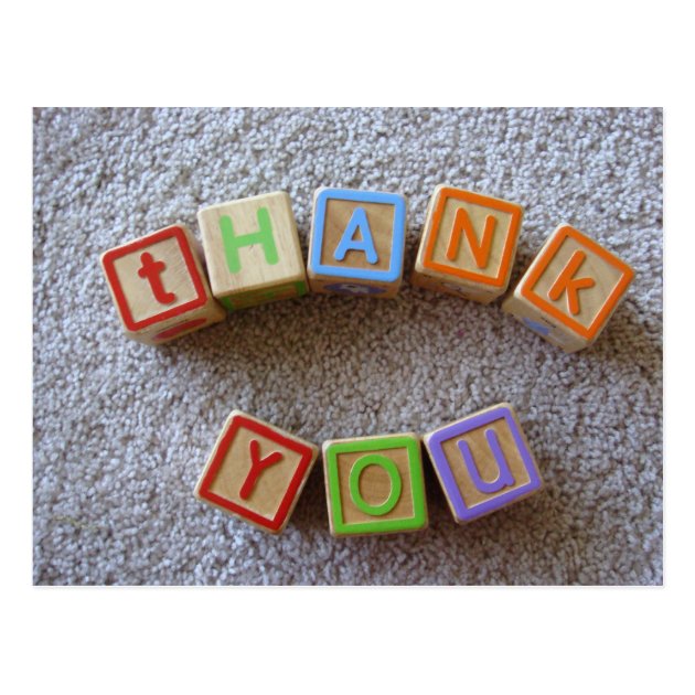 Thank You - Alphabet Blocks Postcard | Zazzle.com