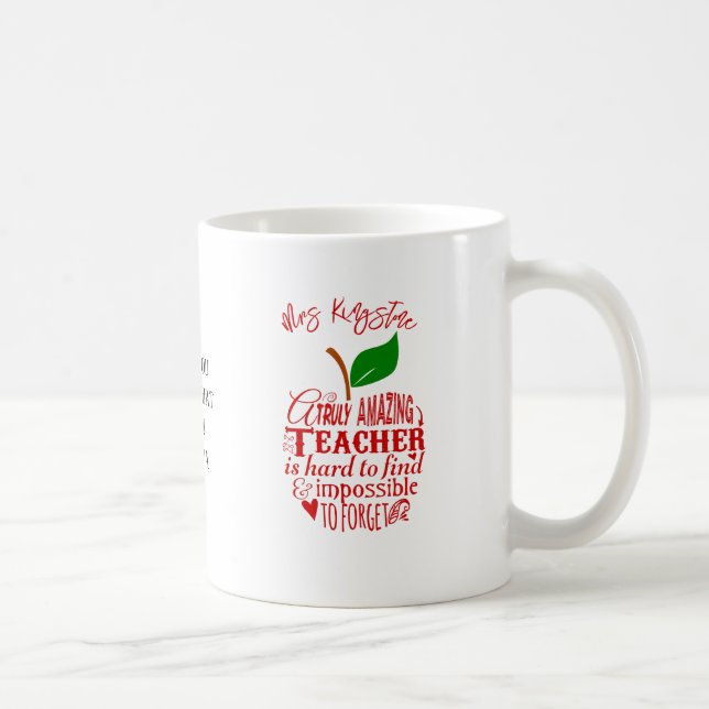 Thank You Amazing Teacher Mug – Red Word Art Apple (Right)