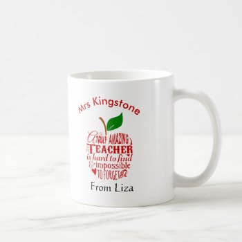 Thank You Amazing Teacher Red Word Art Apple Coffee Mug by GenerationIns at Zazzle