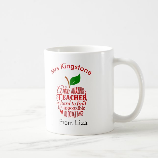 Thank you amazing teacher red word art apple coffee mug (Right)