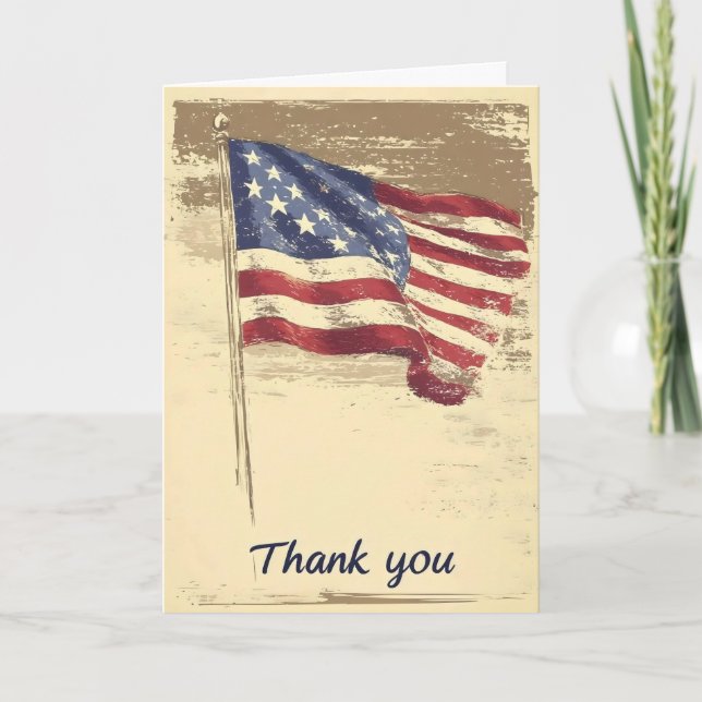 Thank You American Flag Holiday Card (Front)