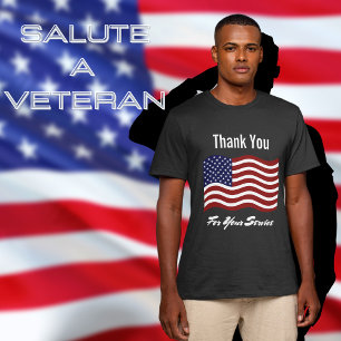 Thank You American Flag Veteran's Black T-Shirt