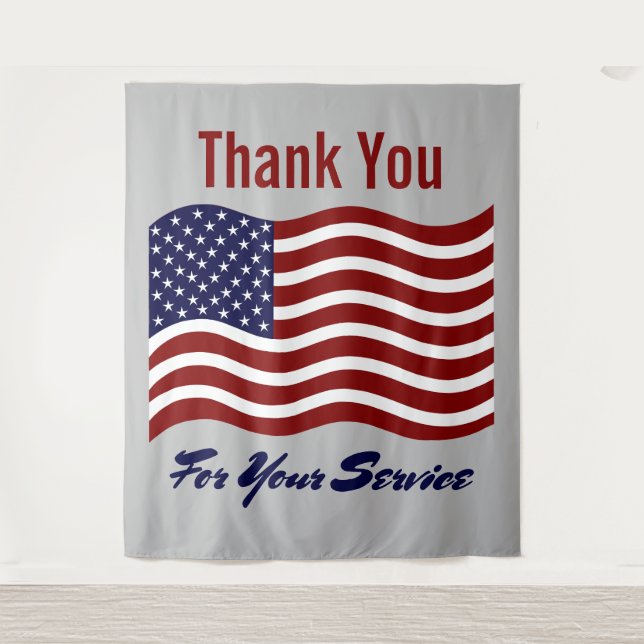 Thank You American Flag Veterans Photo Backdrop (Front)