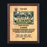 Thank You American Football Coach & Custom Photo Award Plaque<br><div class="desc">A personalized American football with the coach, players' names, and their custom pictures can serve as a memorable and unique memento for a team. This thoughtful gesture fosters a sense of unity, pride, and camaraderie among team members while providing a tangible reminder of their shared experiences and achievements under the...</div>