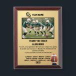 Thank You American Football Coach & Custom Photo Award Plaque<br><div class="desc">A personalized American football with the coach and players' names, along with their custom pictures, can serve as a memorable and unique memento for a team. This thoughtful gesture fosters a sense of unity, pride, and camaraderie among team members, while also providing a tangible reminder of their shared experiences and...</div>