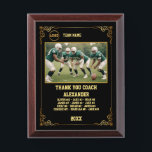 Thank You American Football Coach & Custom Photo Award Plaque<br><div class="desc">A personalized American football with the coach and players' names, along with their custom pictures, can serve as a memorable and unique memento for a team. This thoughtful gesture fosters a sense of unity, pride, and camaraderie among team members, while also providing a tangible reminder of their shared experiences and...</div>