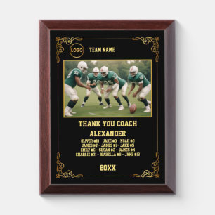 Thank You American Football Coach & Custom Photo Award Plaque